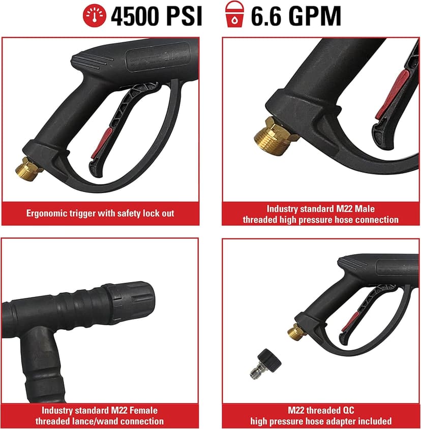 Simpson Cleaning Universal Pressure Washer Gun with Side Assist Handle for Cold Water Machines Use up to 4500 PSI