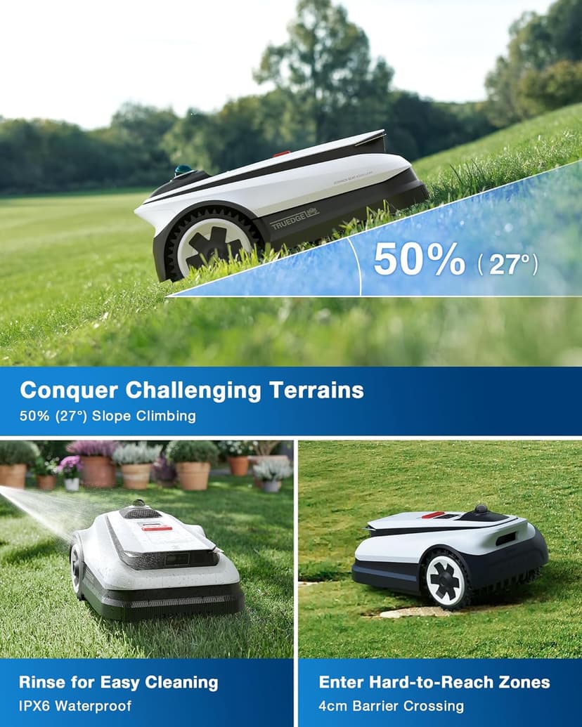 ECOVACS Goat A3000 LiDAR Robot Lawn Mower, Dual-LiDAR Navigation,Suitable for 3/4 Acre, 13” Cutting Width, 45min Fast Charging, Precise Edge Mowing, Smart Lawn Mower for Large Garden