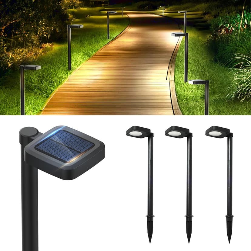 4 Pack Solar Pathway Lights with 2-in-1 Warm White and Cool White Light Modes, Solar Lights for Outdoor Garden Yard Landscape Path Walkway Sidewalk