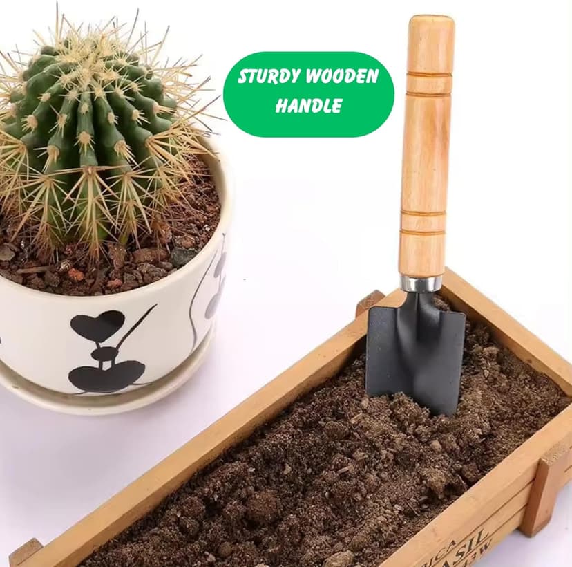 Indoor Garden Tool Set - Minature Steel Gardening Hand Tools Kit with Ergonomic Wooden Handles | Includes Trowel, Transplanter, Cultivator | Perfect Gardening Tool Set for Indoors and Small Projects