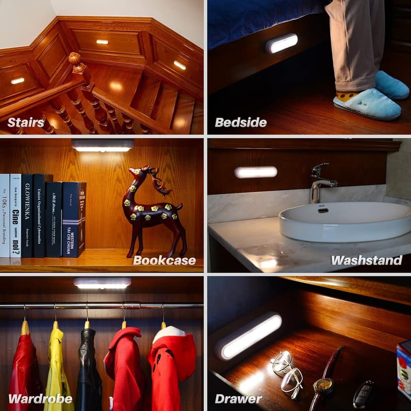 STAR-SPANGLED 3 Pack 7” Motion Sensor Lights Indoor Battery Operated, Stick on LED Light for Closet, Stairs, Under Cabinet, Warm White
