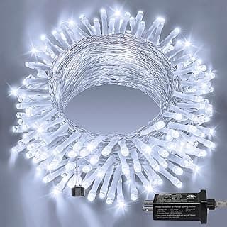 Ollny 120LED 40FT String Lights, Waterproof Connectable Fairy Lights with Timer 8 Modes, Cool White Plug in Christmas Light for Indoor Outdoor Patio Party Bedroom Classroom Decor