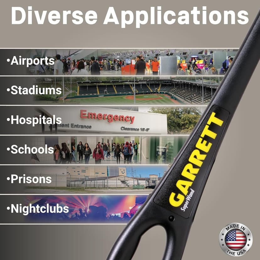 Garrett SuperWand Metal Detector for Adults, Professional, Made in The USA, Security Wand, Scans All Metals