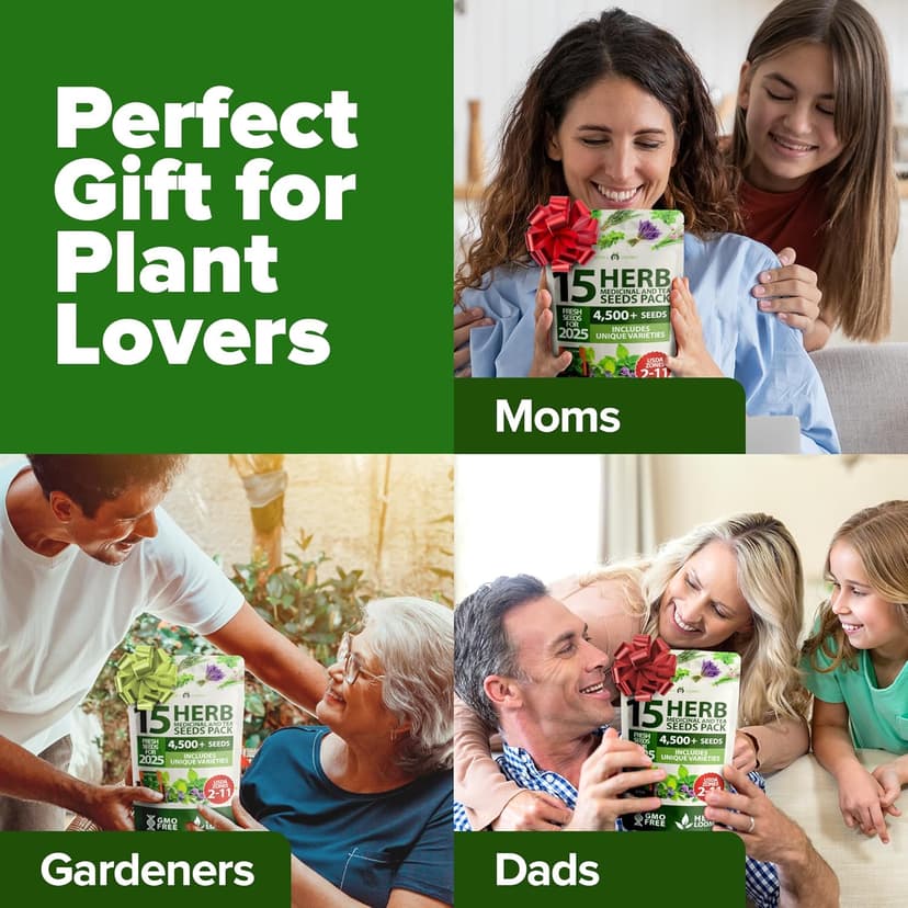 HOME GROWN 15 Culinary Herb Seeds 4,500+ Heirloom 𝗡𝗢𝗡-𝗚𝗠𝗢, 𝗨𝗦𝗔-𝗦𝗢𝗨𝗥𝗖𝗘𝗗 High Germination Rate, for Planting Indoor Hydroponic Outdoor, Gardening Gifts for Women Men, Mothers Day Gifts