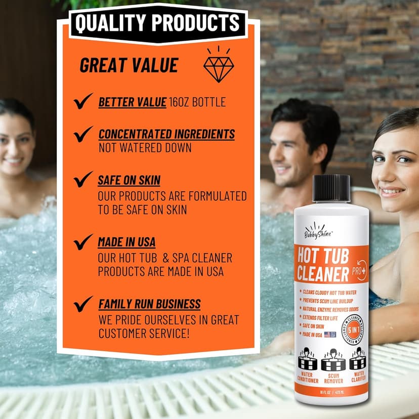 5in1 Weekly Spa Protector All in One Hot Tub Cleaner - Natural Enzyme Clarifier, Conditioner, Inflatable Hot Tub Chemicals Starter Kit, Spa Chemicals for Hot Tub Spa Cleaner, 16 Weeks