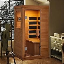1 Person Infrared Sauna, Full Spectrum Mini Sauna for Home, Indoor Dry Sauna with 4 Heater Panels, Bluetooth Speaker, Tempered Glass Door, Compact and Easy to Use, 110V