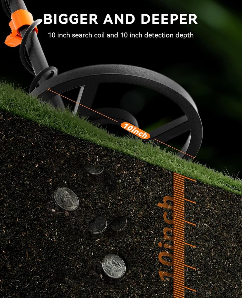 SUNPOW Metal Detector for Adults Professional - Waterproof Higher Accuracy 5 Modes Gold Metal Detector with Strong Anti-Interference, Advanced DSP Chip, 11" Detection Depth - OTMD09