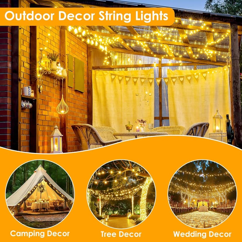 66Ft 200 LED Fairy Lights Plug in, Waterproof String Lights Outdoor & Indoor 8 Modes Christmas Light Bedroom Decor, Timer Twinkle Lights for Girl's Room Garden Party Christmas Decorations (Warm White)