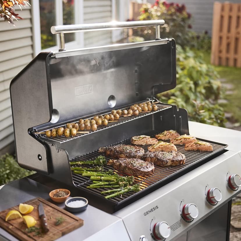 Weber Genesis S-415 Liquid Propane Gas Grill, Stainless Steel