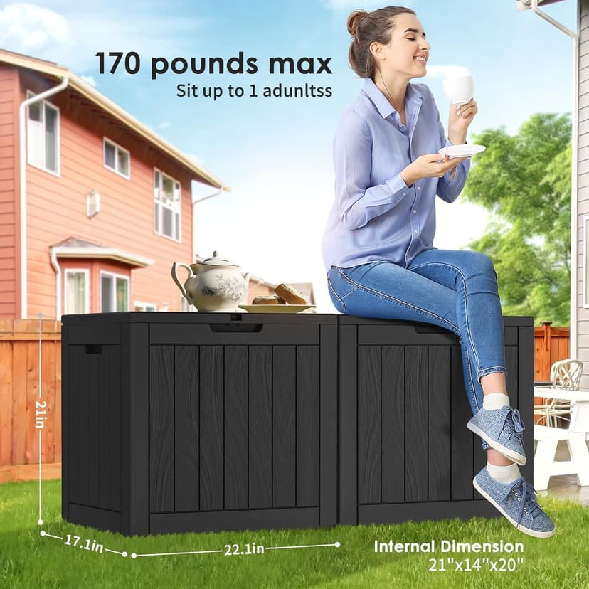 DRATO Deck Boxes, 31 Gallon Outdoor Storage Box for Patio Cushion, Sports Equipment, Garden Tools, Waterproof and UV Resistant, Lockable Black