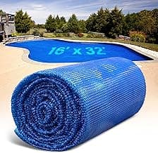 Solar Pool Cover for Inground and Above Ground Pools - 16' x 32' Rectangle 12 Mil Solar Blanket for Inground Pool, Blue