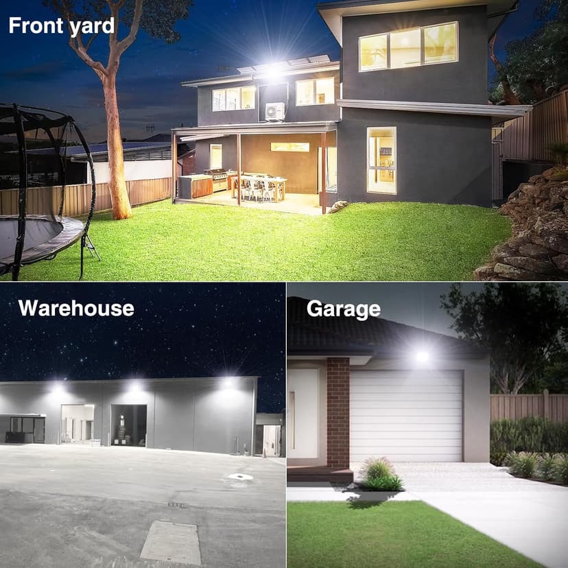 Onforu 60W Flood Lights Outdoor, 8400lm Bright LED Work Light with Plug, 6500K Daylight White LED Flood Lighting, IP66 Waterproof Security Yard Lights for Garage Stadium 2 Pack