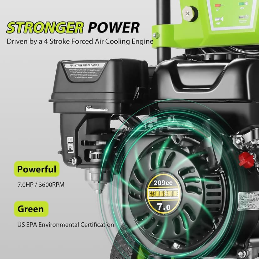 TEANDE Gas Pressure Washer 4200PSI 4.0GPM Power Washer Gas Powered 209CC Engine w/ 5 QC Nozzles, Soap Tank, 25ft Hose for Cleaning Car Driveway Fence Furniture, EPA/CARB/ETL Compliant