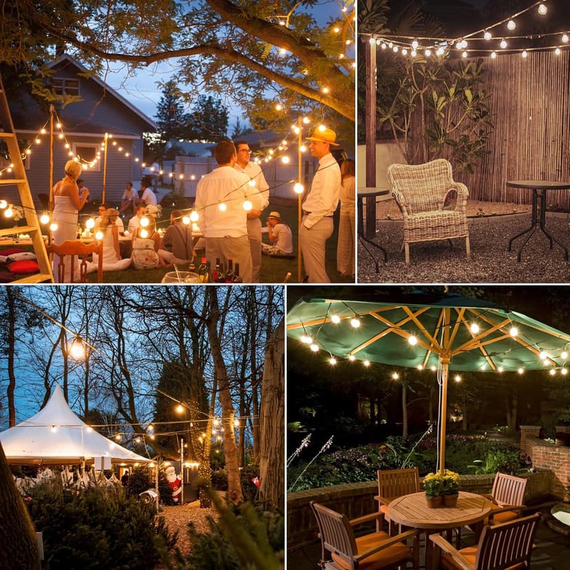 100FT LED Outdoor String Lights with 3 Color Lights, Dimmable String Lights for Outside with Remote, G40 Globe Waterproof Patio Lights with 50+2 Shatterproof Bulbs for Party Backyard BBQ House Camping