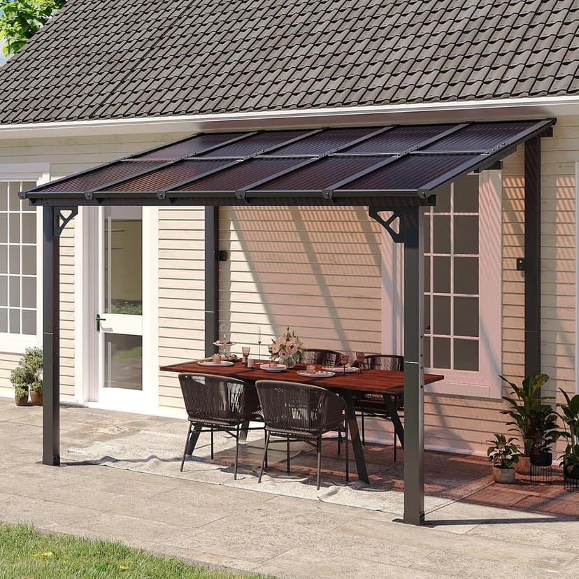 Aoxun 8' x 10' Gazebo for Patio, Gazebo Pergola with Sloped Roof, Large Wall-Mounted Heavy Duty Awnings, for Patio, Backyard, Deck
