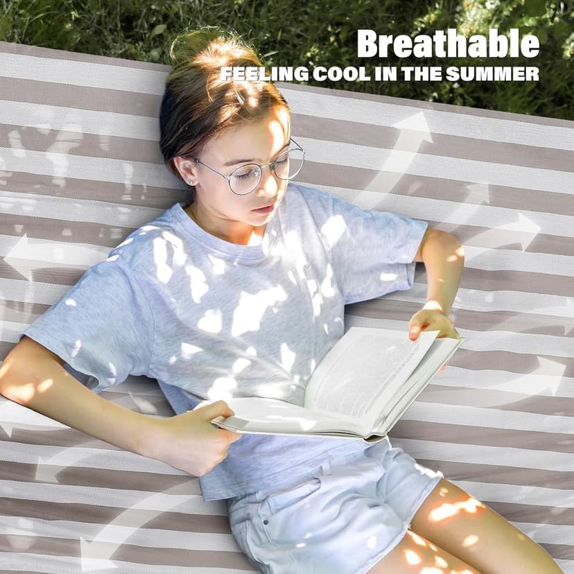 Patio Watcher 13 FT Quick Dry Textilene Hammock - Outdoor Double Hammock - Heavy Duty for Outside - 450 lbs Capacity - Beige White