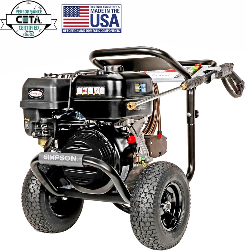 SIMPSON Cleaning PS60843 PowerShot 4400 PSI Gas Pressure Washer, 4.0 GPM, CRX 420cc Engine, Includes Spray Gun and Extension Wand, 5 QC Nozzle Tips, 3/8-inch x 50-foot Monster Hose, 49-State