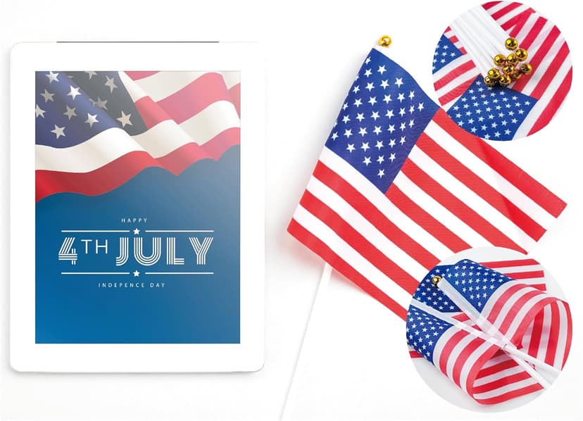 OHOME 4th of July Decorations - 12 Pack Small Mini American USA Flags on Stick Fourth of July Decorations - Red White and Blue Fourth of July Accessories Patriotic Party Favors Supplies Outdoor Indoor