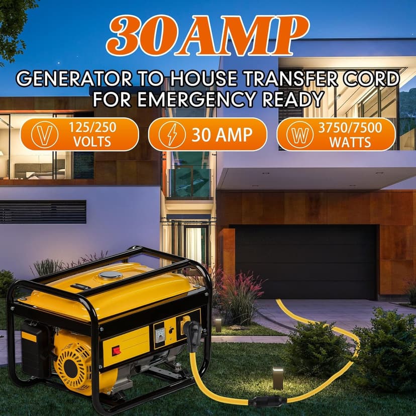 4 Prong 30 Amp Dryer Adapter Cord Compatible with NEMA 14-30P to L14-30R, 4 Prong Dryer Outlet to Generator Locking Plug Adapter Generator EV Charger Cord, STW 10 AWG, 1ft