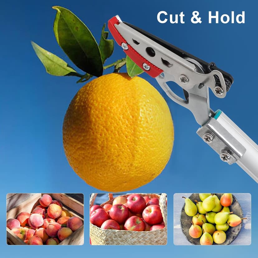 GARTOL Pruner for Garden, Cut Upto 1/2 Inch & Hold Pole Pruner, Lightweight Fruit Picker with 180 Degree Rotating Handle, Long Reach Tree Branch Cutter with Aluminum Pole, 4.2 FT, Silver