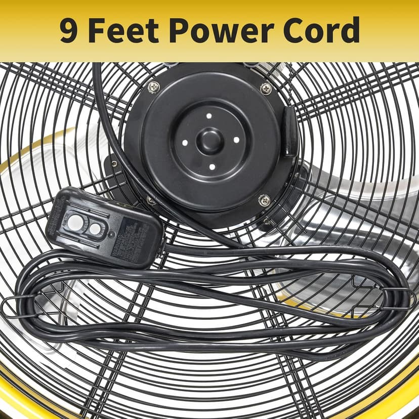 HiCFM 4400 CFM 20 Inch Outdoor Misting Fan Pedestal Standing Base with IP44 Enclosed Motor, Detachable Mist Spray Kit, 9 FT Cord & GFCI Plug, 120 Degree Tilted Head, UL Outdoor Approved