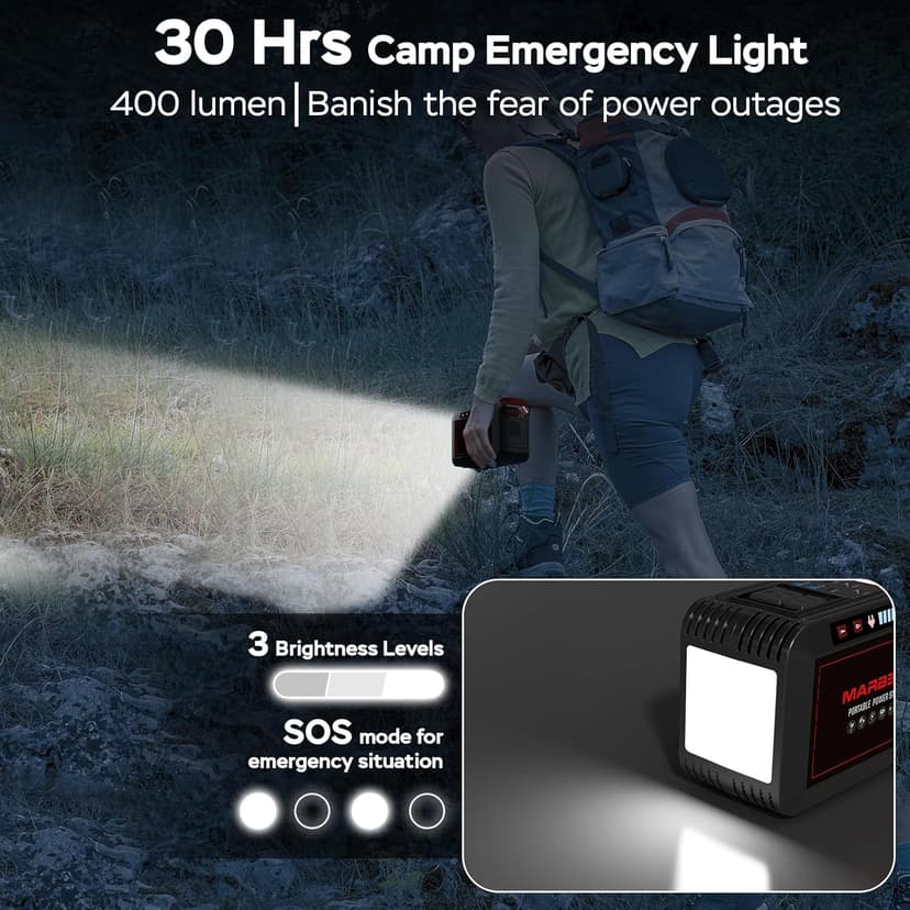 MARBERO 237Wh Solar Generator with Solar Panel Included Portable Power Station 300W Pure Sine Wave with Foldable Solar Panel 60W Set for Camping Outdoor Hiking Fishing Emergency