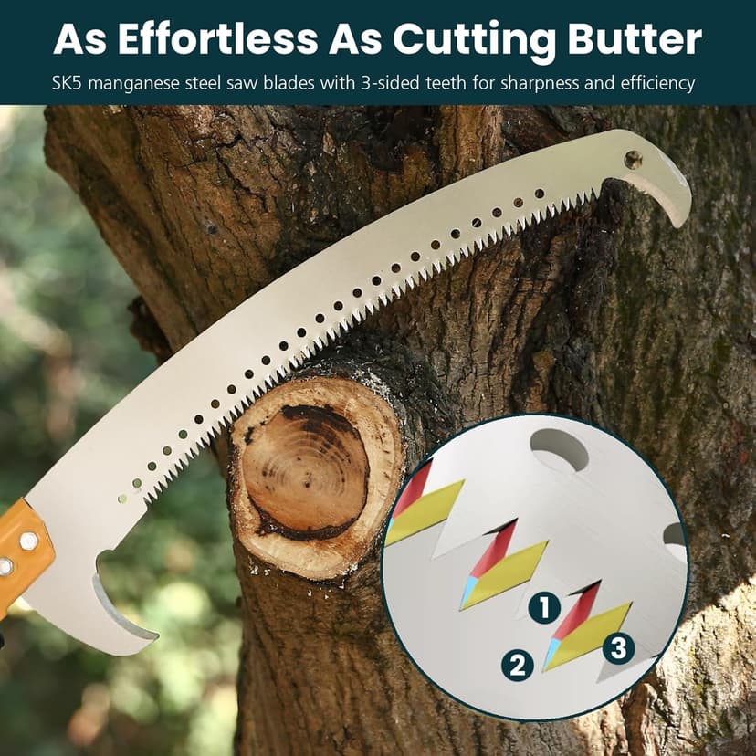 27 FT Pole Saws for Tree Trimming, [Ultra Sturdy] Tree Pruner with Thickened Saw Blade and Scissors for Tree Trimmer, Pole Cutter for Backyard and Garden, Bush Cutting and Pruning of Palm Trees