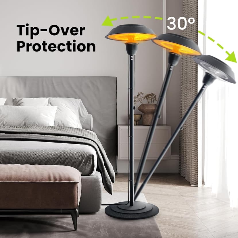 Indoor & Outdoor 1500W Electric Infrared Patio Heater, Waterproof & Tip-Over Protection, Perfect for Garden, Balcony