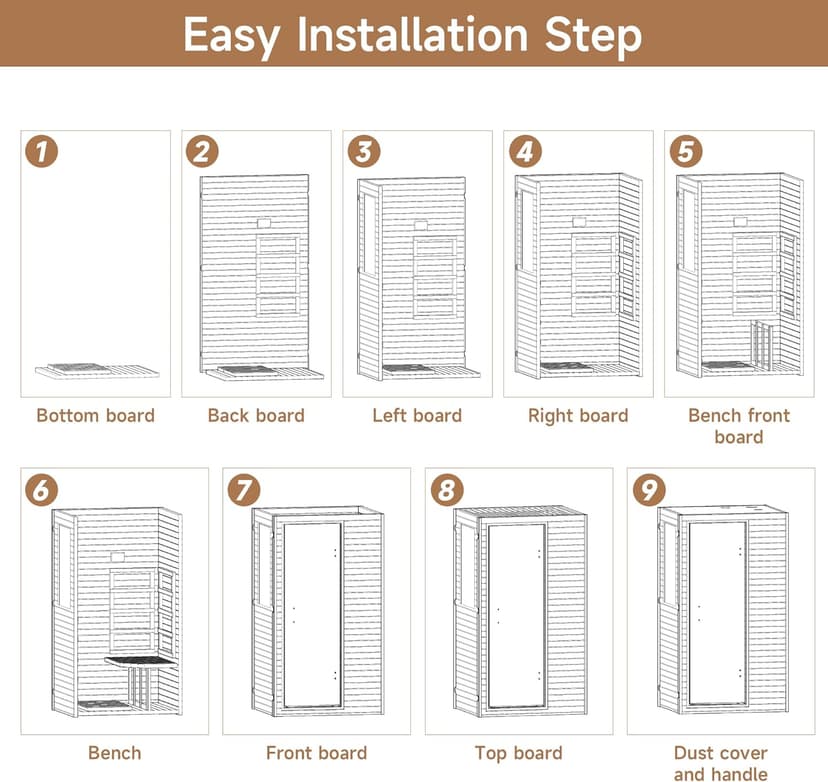 Real Relax Far Infrared Sauna, Home Indoor Sauna Room Canadian Hemlock Wooden Dry Saunas 950W 120V with Control Panel and 6 Low EMF Heaters Panels for Personal Spa
