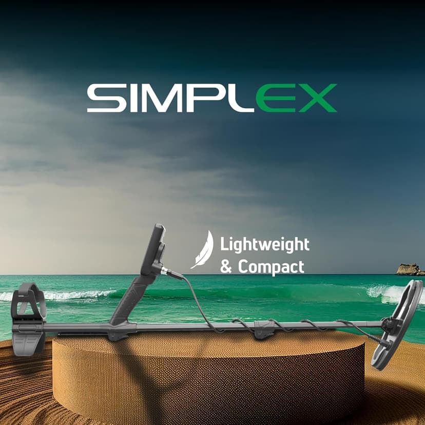 Nokta Simplex Lite Metal Detector with 9.5” Waterproof DD Search Coil, Vibration for Detecting Underwater, Beach and All Metal Search Modes