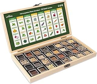 Lush&Dew Full Companion Plants Seed Bank, Mothers Day Gifts for Mom, 32 Varieties Non-GMO Seeds of Vegetables, Herbs, Flowers, Fruits, Gardening Gifts, Emergency Supplies, Survival Gear Food