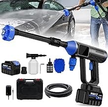 Cordless Power Washer Portable, 800 PSI High Pressure Washer Gun,15000mAh Battery Operated Power Washer with 6-in-1 Adjustable Nozzle, Handheld Pressure Washer for Car, Home& Patio Cleaning