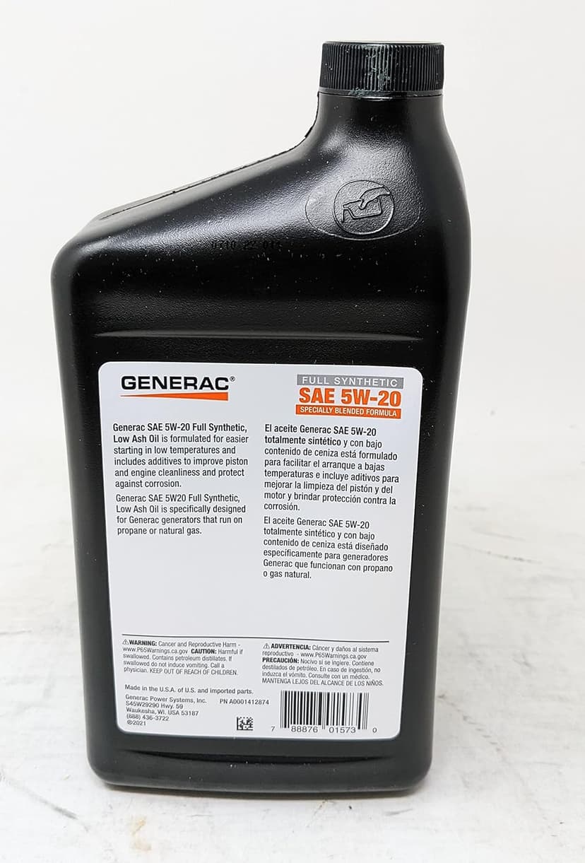 Generac OIL-5W-20 FULL SYN QUART BOTTLE