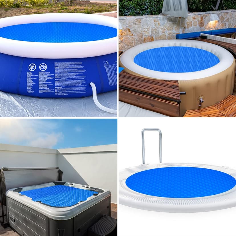 Solar Hot Tub Spa Bubble Cover Blanket for 6 7 Ft Round Inflatable Hot Tub Spa Pool Thermal Insulation Floating Bubble Wrap Covers Blankets(6 Ft)