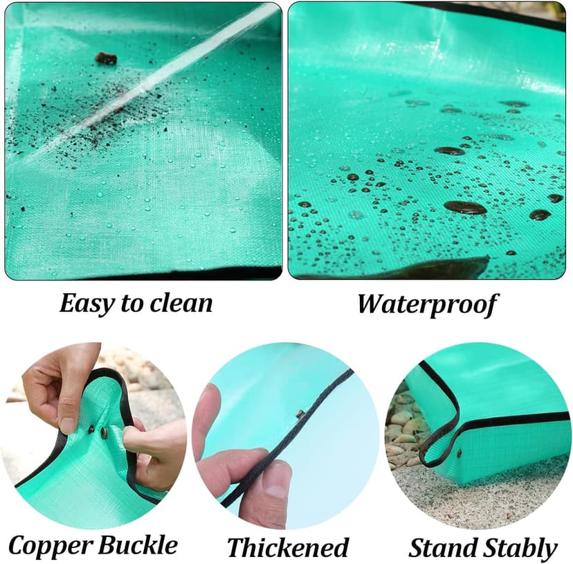Melphoe 25Pcs Mini Garden Hand Transplanting Succulent Tools Set, 39.4" Thickened Repotting Mat & Plant Tag, Miniature Planting Indoor Fairy Care, Potting, Cactus, Houseplant Bonsai Tool Kit (Black)