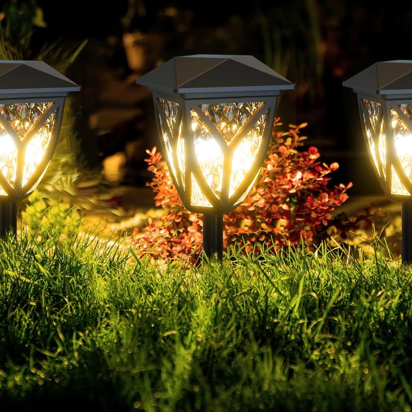 Ensenior 8-Pack Solar Lights Outdoor, 3000K LED Solar Garden Lights for Pathway, Yard, Patio, Walkway, Planter, Waterproof, Energy-Efficient Landscape Lighting