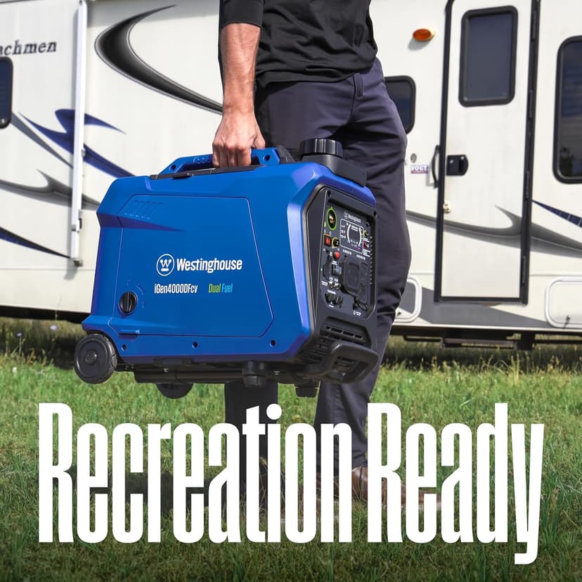 Westinghouse 4000 Peak Watt Super Quiet Dual Fuel Portable Inverter Generator, Wheel & Handle Kit, Gas & Propane Powered, RV Ready, CO Sensor, Parallel Capable