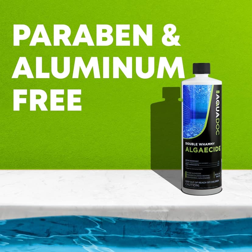 Copper Pool Algaecide for Swimming Pool - 90 Day Algaecide for Inground Pool to Prevent and Remove Pool Algae - Super Algaecide for Pool Opening - AquaDoc 32oz