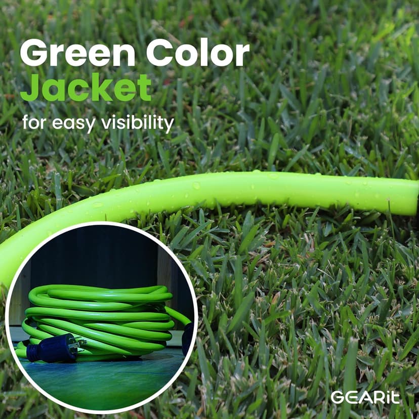 GEARit 30-Amp Generator Extension Cord, 120/250-Volt, 4-Prong, 7500W, NEMA L14-30P/L L14-30R, 10 Gauge SJTW Locking Power Cord for Manual Transfer Switch, Portable Generator, Power Outage, 6 Ft, Green
