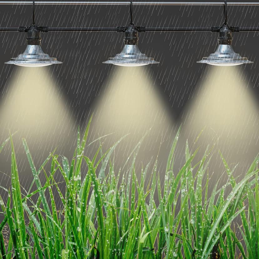 Espird Outdoor LED Grow Lights for Greenhouse 6-Light Waterproof String Grow Light, Full Spectrum LED Plant Grow Light Lamp, Waterproof Greenhouse Grow Lights for Seedling, Veg, Flower