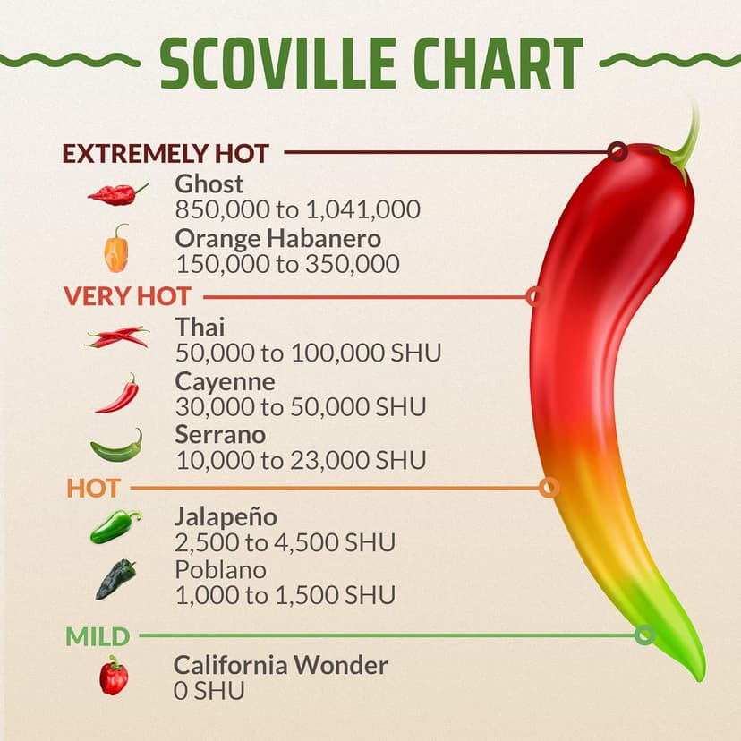 Rooted Acre 8 Varieties Hot Peppers – 240 Heirloom Seeds, 𝗡𝗢𝗡-𝗚𝗠𝗢 𝗨𝗦𝗔-𝗦𝗢𝗨𝗥𝗖𝗘𝗗, High Germination – Includes Ghost, Jalapeño, Serrano, California Wonder & More – Spicy Pepper Garden Mix