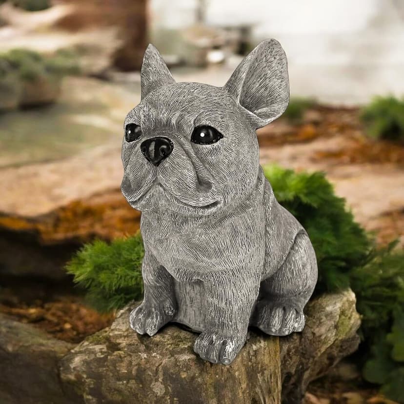 French Bulldog Statue 6.3 Inch – Polyresin Realistic Dog Figurine for Home Décor, English Bulldog Ornament Outdoor Garden, Lawn Gnome, Yard Art, and Flower Bed Decoration