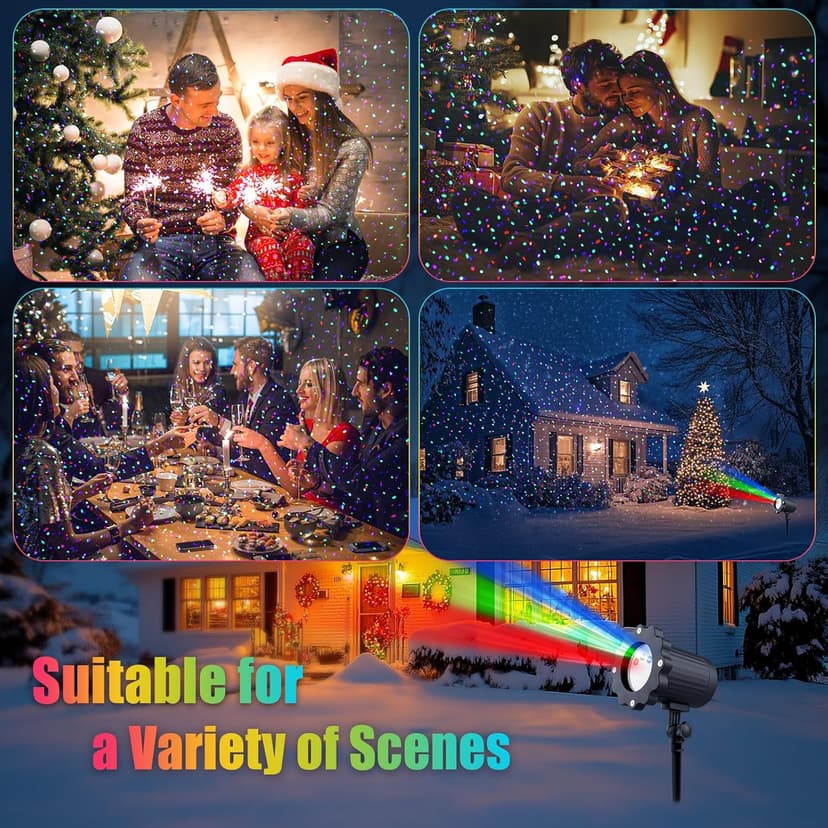 Waterproof Firefly Laser Projector Lights Outdoor,12 Effect Moving RGB Lights Show Laser Projection with RF Remote and Timer for Wedding Christmas Holiday Party Garden Landscape Decor