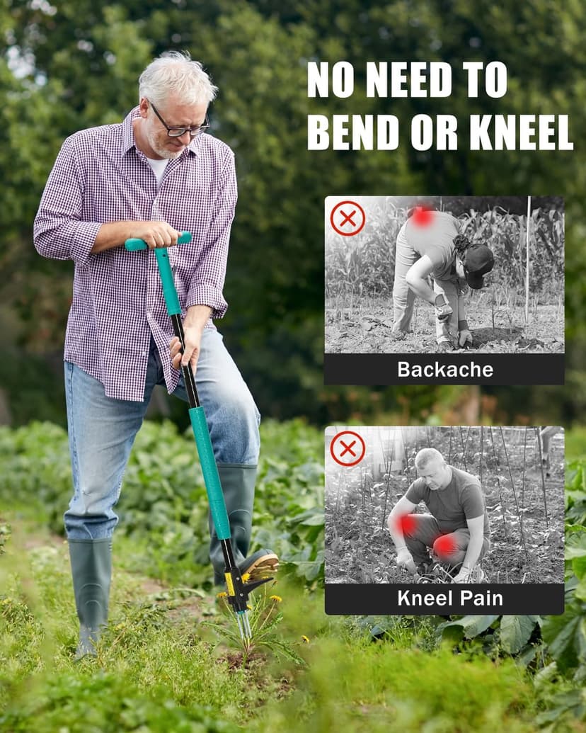 Breeze Touch 39" Weed Pulling Tool, 3-Claw Detachable Weed Puller Tool with Long Handle, Heavy Duty Stand Up Weeder Weeding Tool for Lawn, Yard, Garden, Crabgrass, Dandelion Picker, Weed Remover