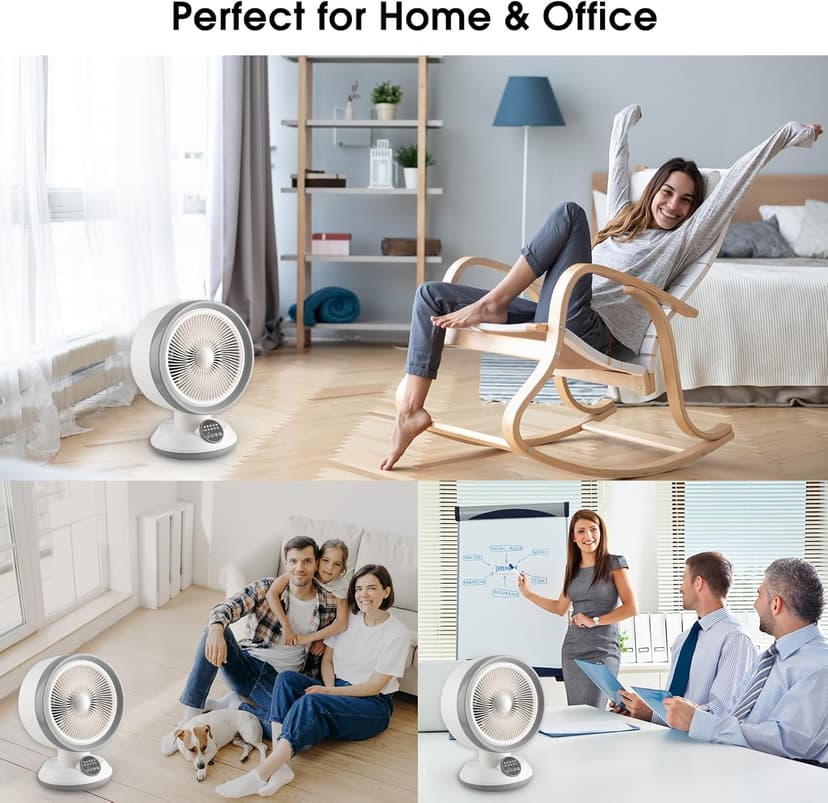 2 in 1 Heater Fan Combo, 1500W Portable Space Heater with Adjustable Temperature, Electric Cooling Fan with Oscillating,Overheat & Tip-Over Protection, Ideal for Home & Office Use