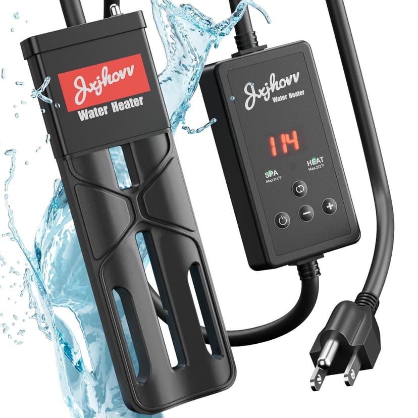 Hot Tub Heater, Bathtub Heater, Spa Heater, Immersion Water Heater: Portable Hot Tub Heater with Cast Aluminum, Digital Display & Temperature Sensor for Fast, Safe Heating