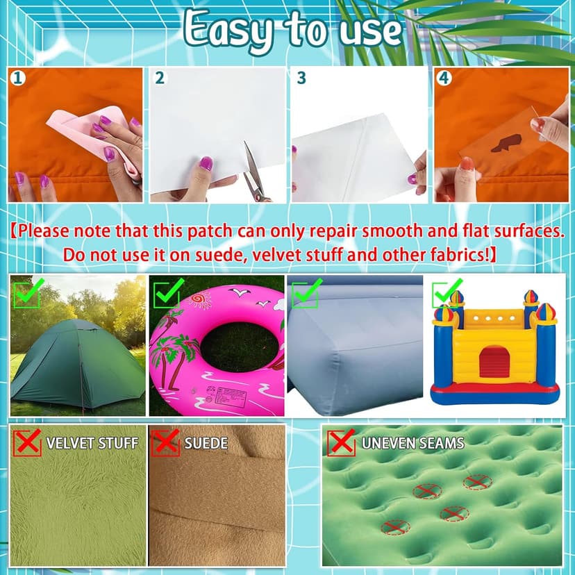 Birllaid Inflatable Patch Repair Kit Waterproof Heavy Duty, Clear TPU Repair Tape for Bounce House, Tent, Canvas, Canopy, Pool Floats, Swimming Ring