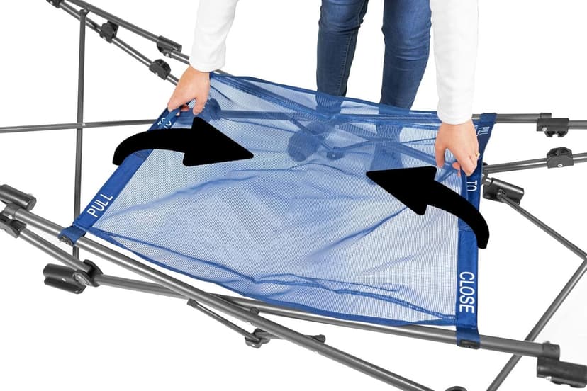 Zenithen Limited Outdoor Indoor Portable Foldable Metal Framed Lounge Hammock Furniture for Camping, Backyard, and Patio, Full Sized Hammock with Storage, Blue