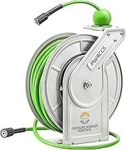 PWACCS Retractable Pressure Washer Hose Reel, 1/4" x 60ft Heavy Duty Power Washer Hose Reel, High Pressure Reel Auto Rewind, Wall/Floor Mounted, 3600 PSI