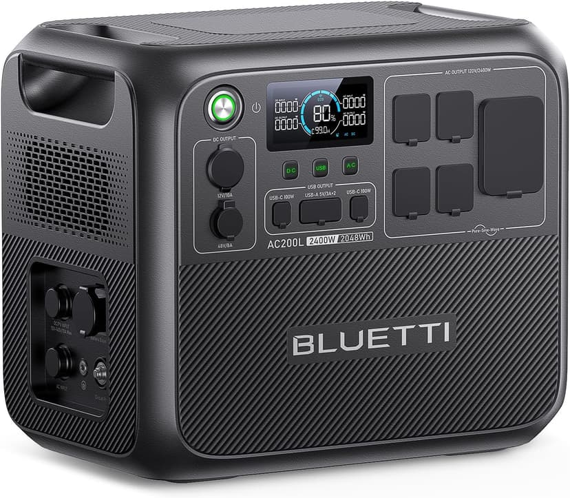 BLUETTI Solar Generator AC200L, 2,048Wh LiFePO4 Battery Backup, Expandable to 8,192Wh w/ 4 2,400W AC Outlets (3,600W Power Lifting), 30A RV Output, for Camping, Home Use, Emergency